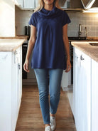 Navy Cowl Neck Jersey - StylePhase SA