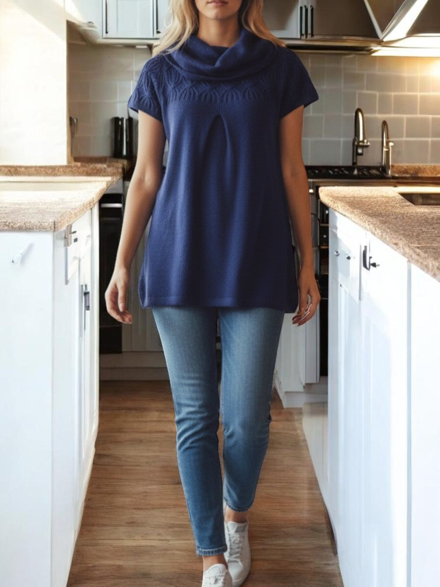 Navy Cowl Neck Jersey - StylePhase SA