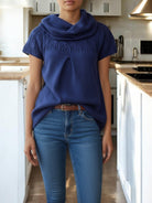 Navy Cowl Neck Jersey - StylePhase SA