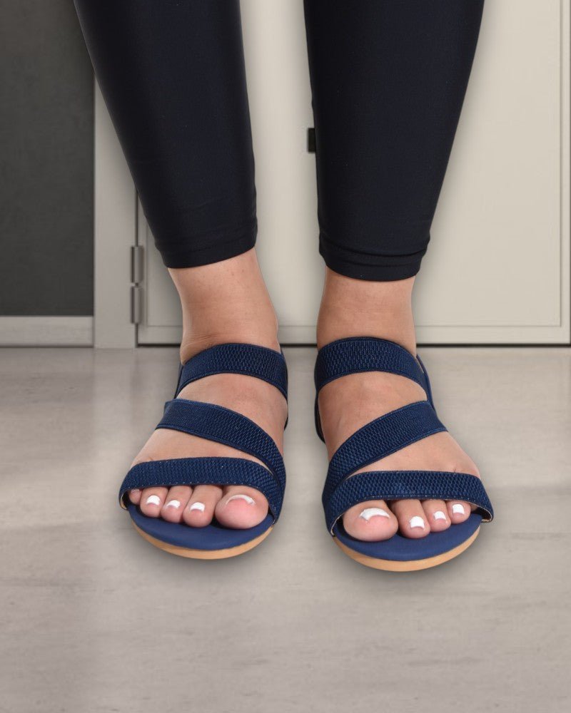 Navy Cross Strap Elastic Sandal - StylePhase SA