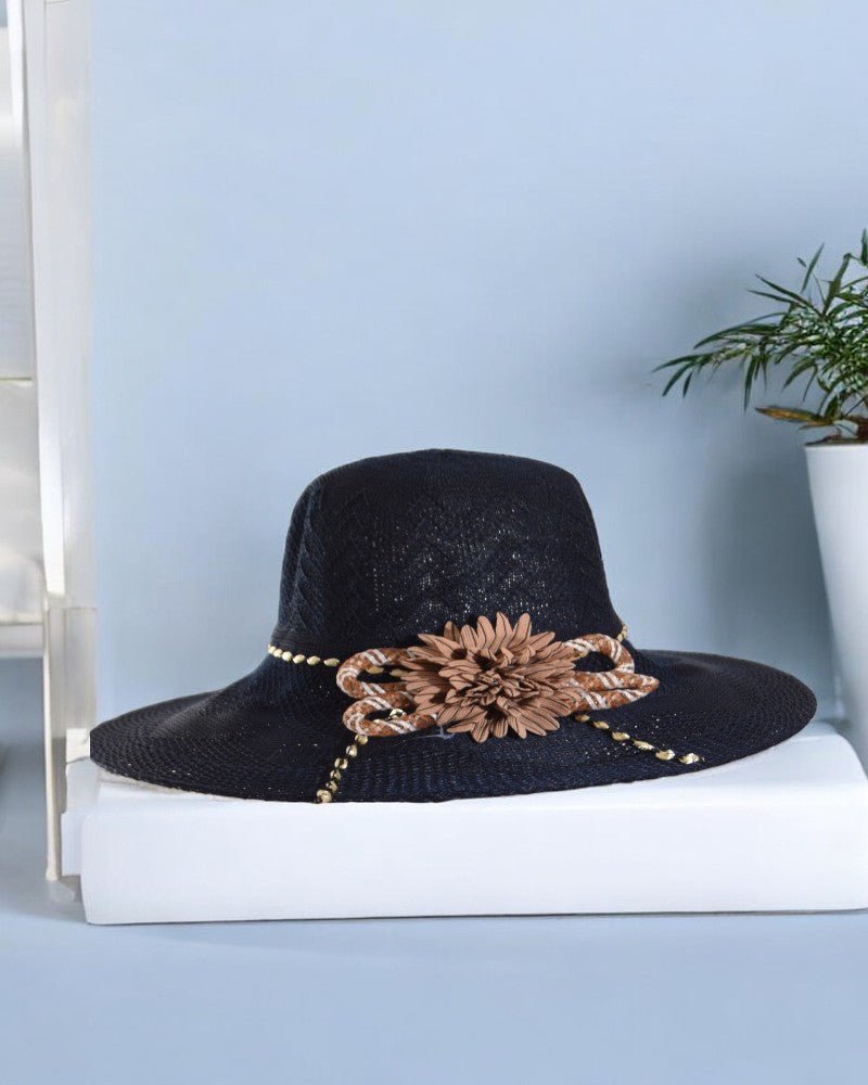 Navy Fashion Wide Brim Hat - StylePhase SA