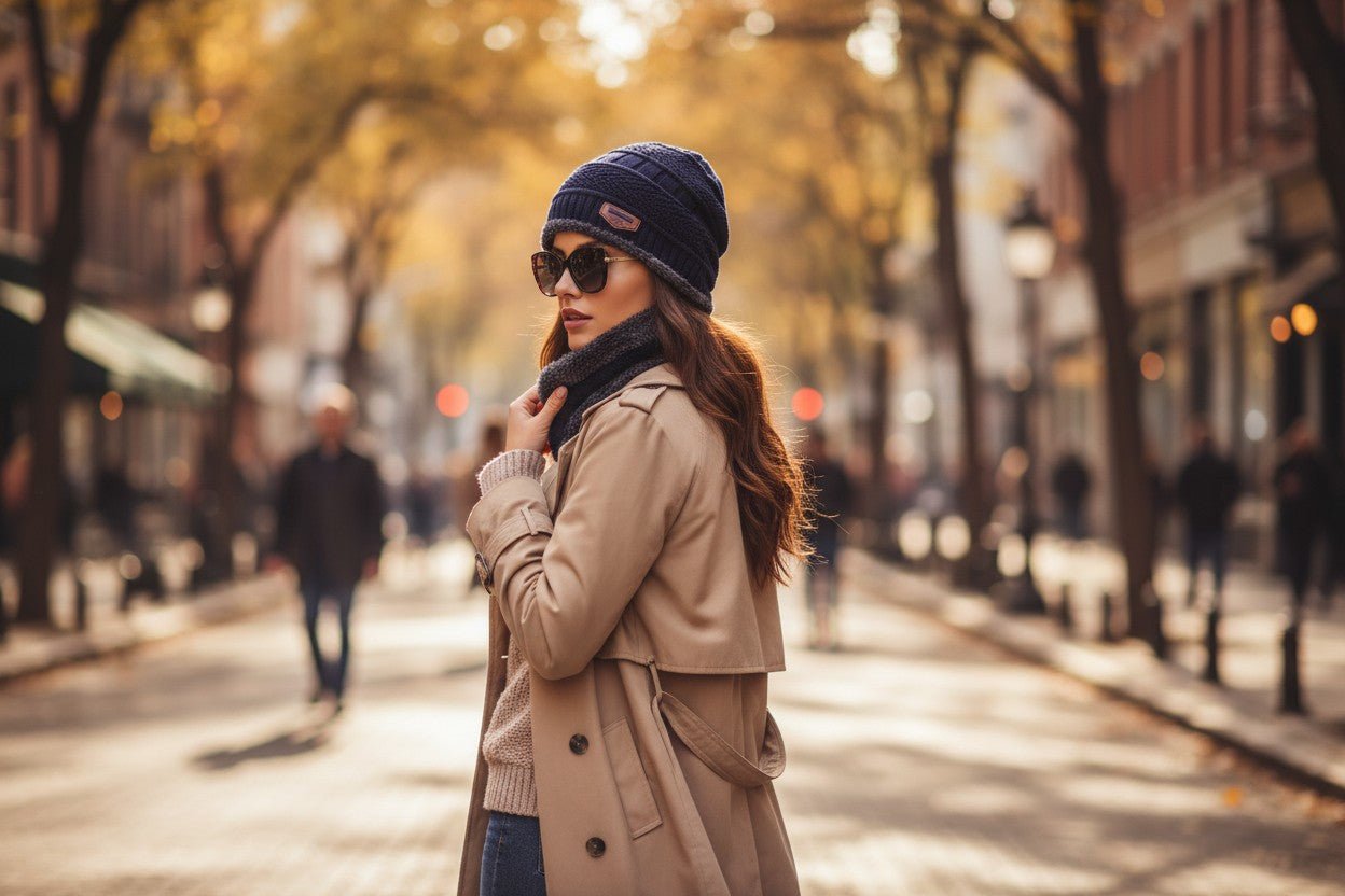 Navy Faux Fur Beanie And Neck Warmer Set - StylePhase SA