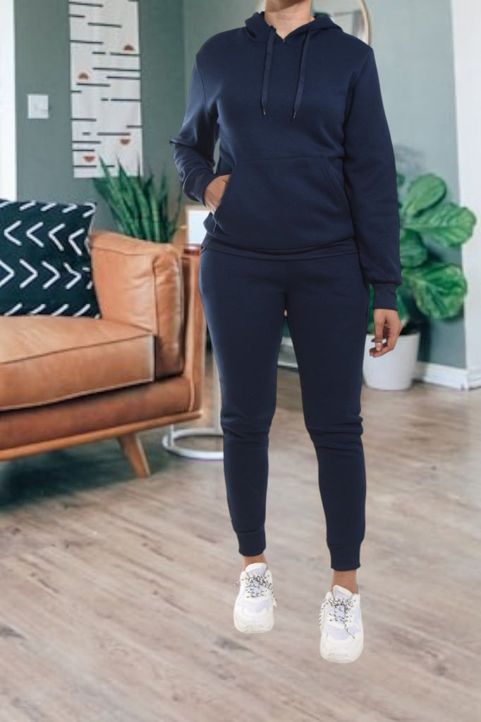 Navy Fleece Skinny Tracksuit Set - StylePhase SA