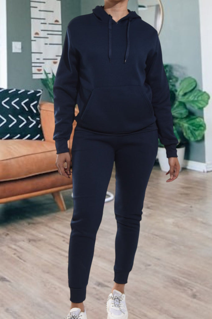 Navy Fleece Skinny Tracksuit Set - StylePhase SA