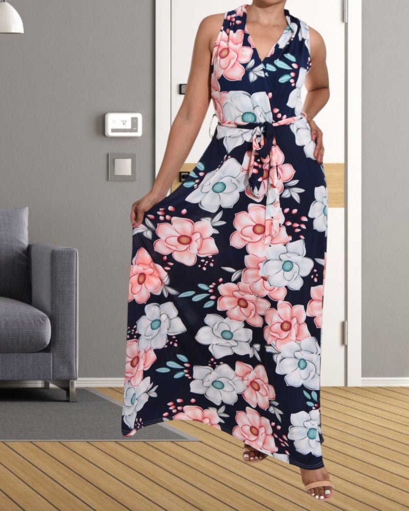 Navy Floral Maxi Dress - StylePhase SA