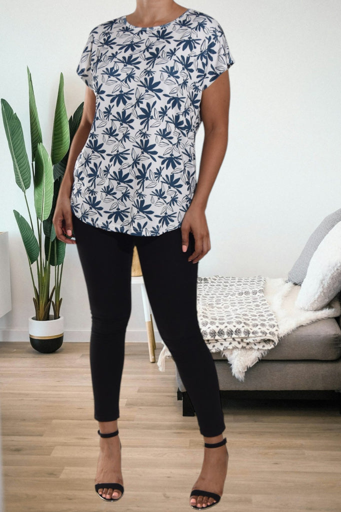 Navy Floral Printed Knit Top - StylePhase SA