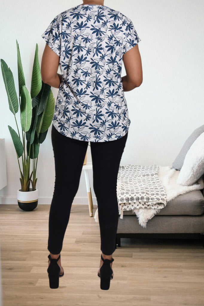 Navy Floral Printed Knit Top - StylePhase SA