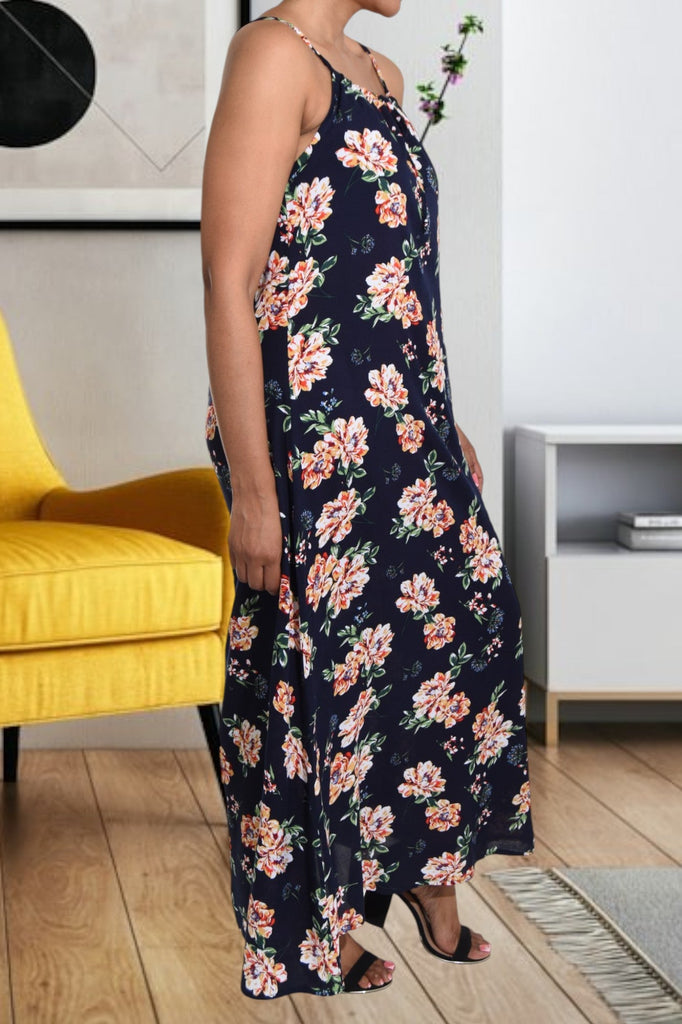 Navy Floral Strappy Maxi Dress - StylePhase SA