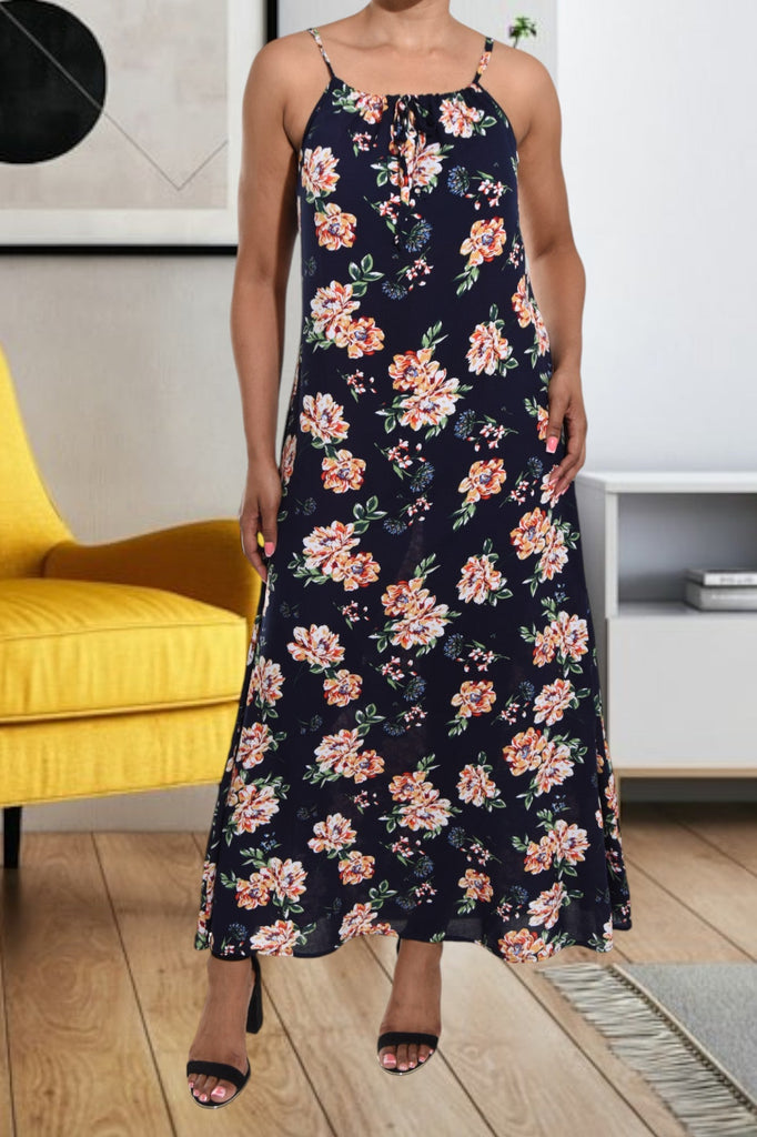 Navy Floral Strappy Maxi Dress - StylePhase SA