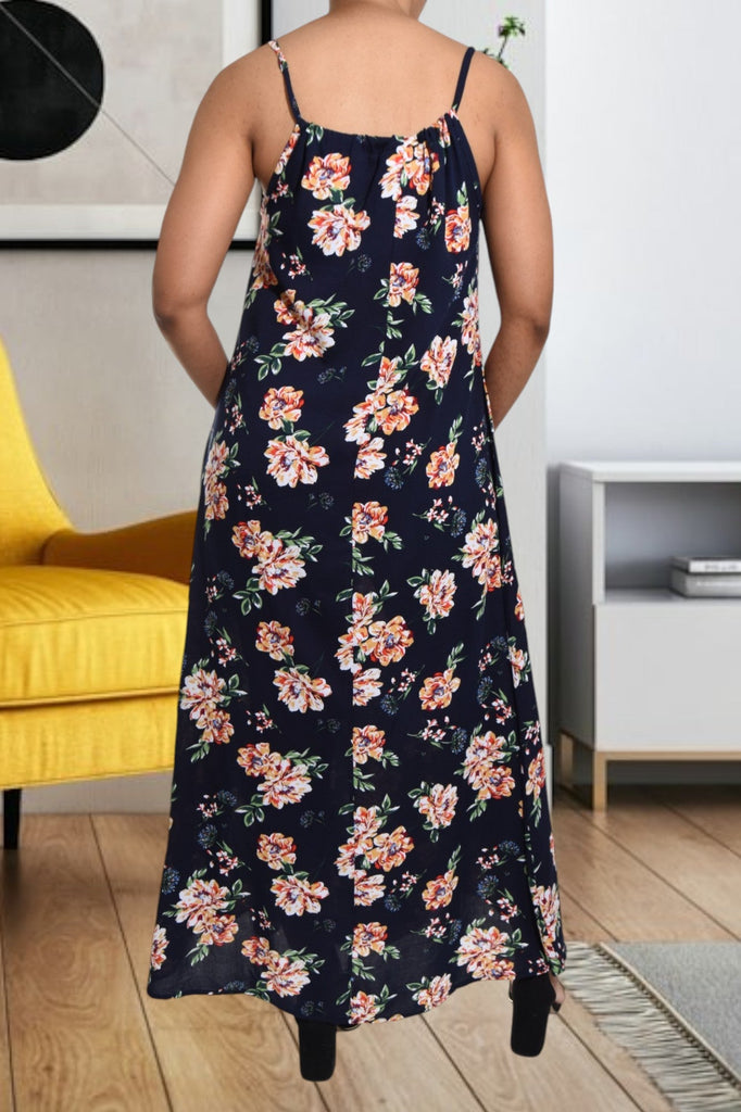 Navy Floral Strappy Maxi Dress - StylePhase SA