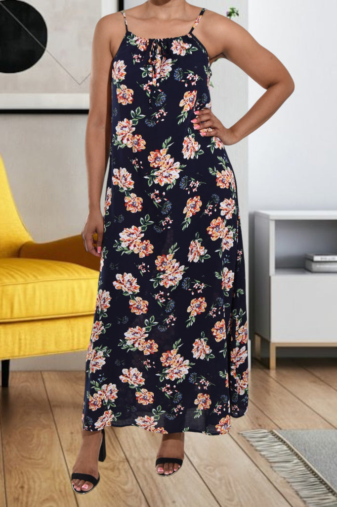 Navy Floral Strappy Maxi Dress - StylePhase SA