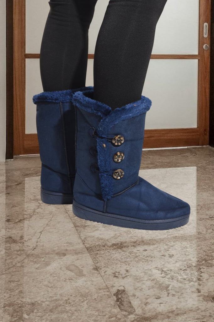 Navy Fur Boots - StylePhase SA