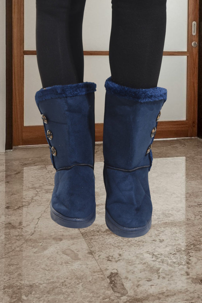 Navy Fur Boots - StylePhase SA