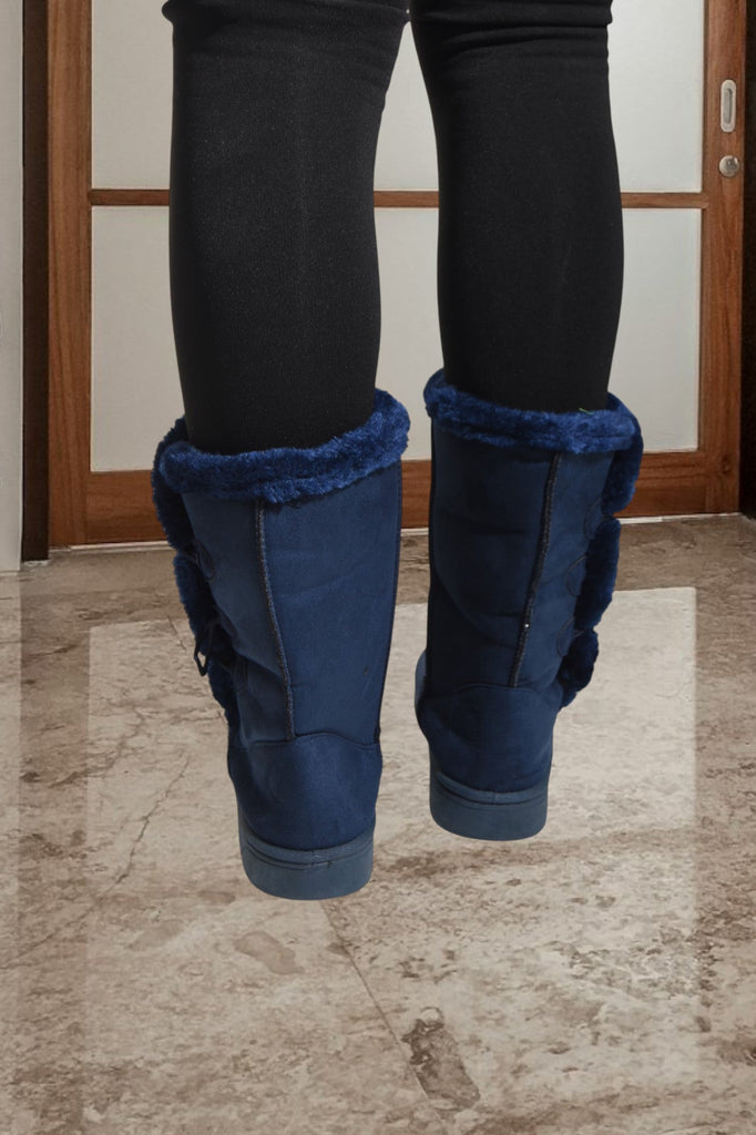 Navy Fur Boots - StylePhase SA