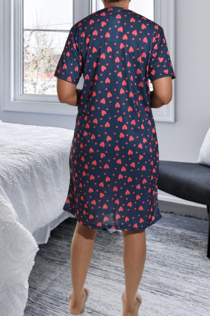 Navy Heart Print Sleep Shirt - StylePhase SA