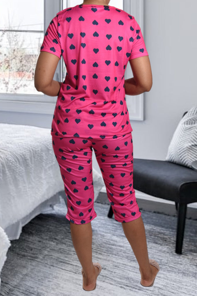 Navy Heart Printed 3/4 Pj Set - StylePhase SA