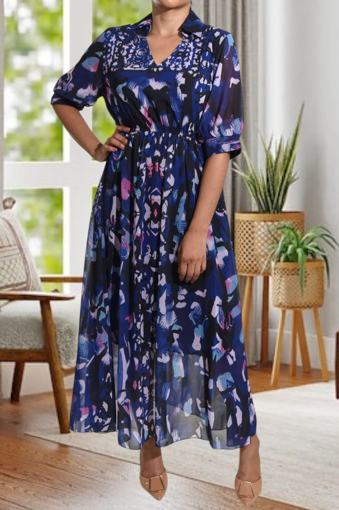 Navy Multi Print Chiffon Dress Belt - StylePhase SA