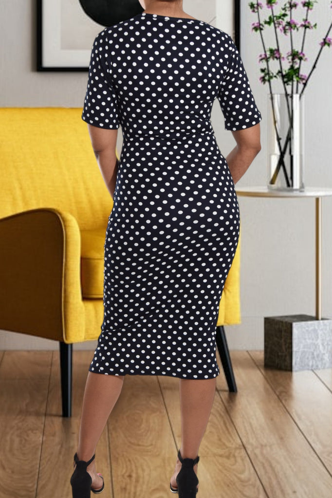 Navy Polka Dot Tie Front Dress - StylePhase SA