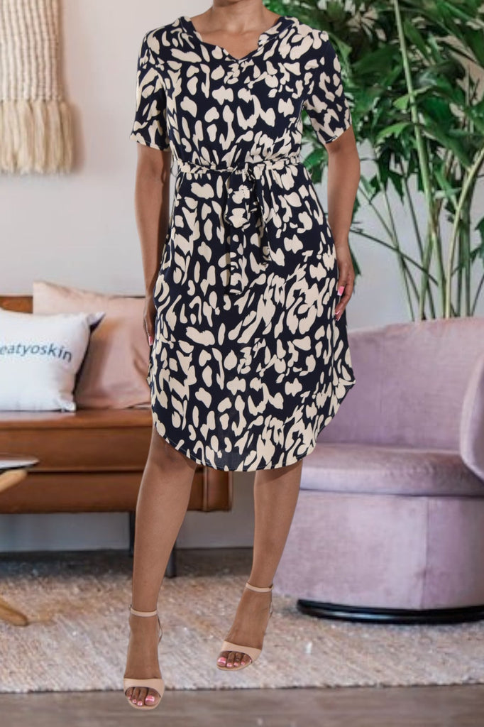 Navy Printed Tunic Tie Dress - StylePhase SA