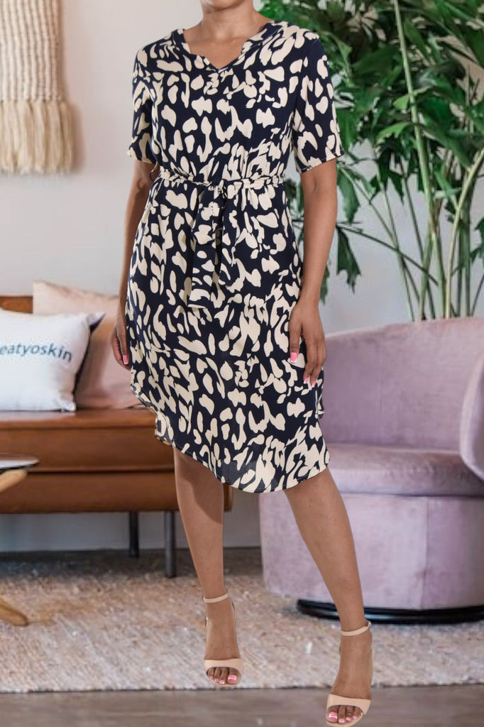 Navy Printed Tunic Tie Dress - StylePhase SA