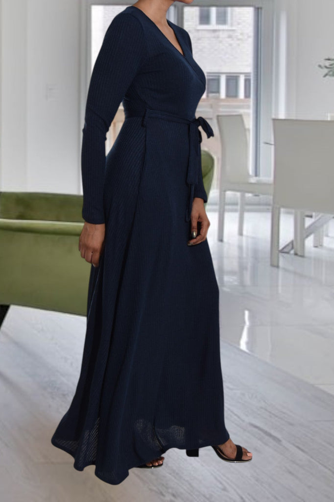 Navy Rib Knit Maxi Dress - StylePhase SA