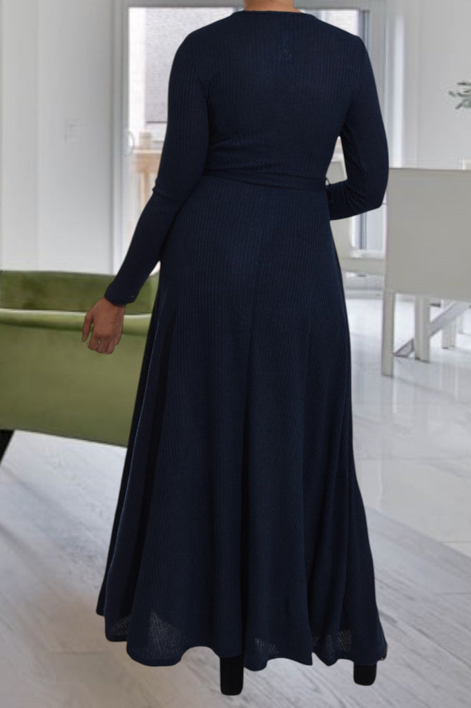 Navy Rib Knit Maxi Dress - StylePhase SA