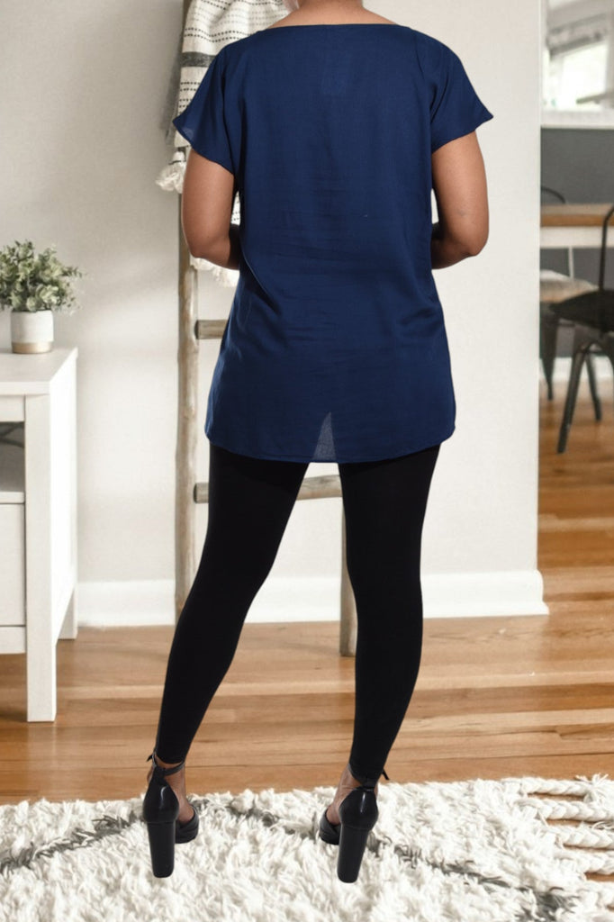 Navy Round Neck Top - StylePhase SA