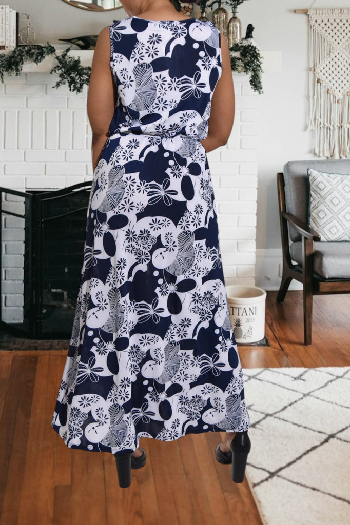 Navy Ruffle Neck Dress - StylePhase SA