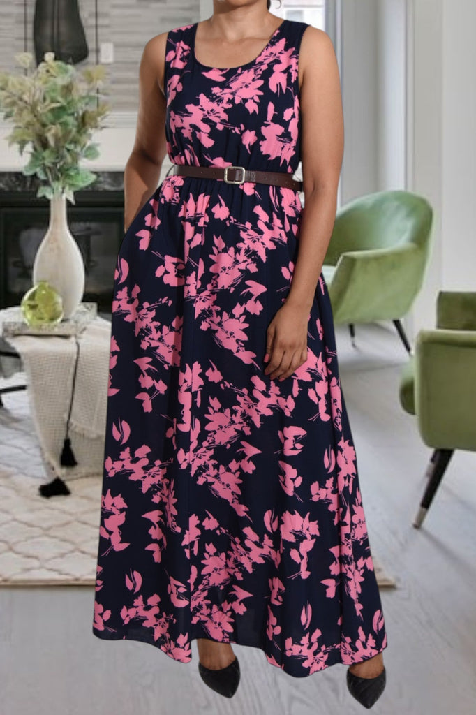 Navy Sleeveless Maxi Dress with Pockets - StylePhase SA