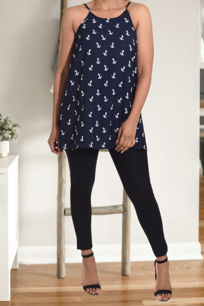 Navy Sleeveless Printed Top - StylePhase SA