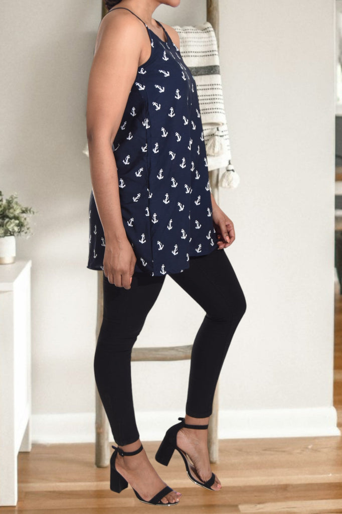 Navy Sleeveless Printed Top - StylePhase SA