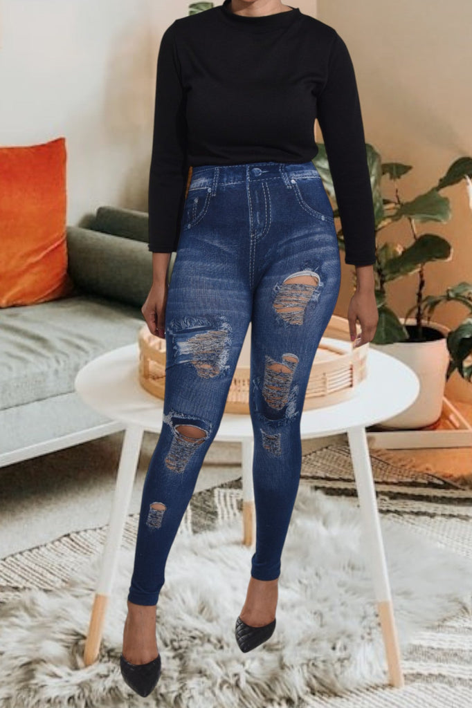 Navy Stripe Cut Out Leggings - StylePhase SA