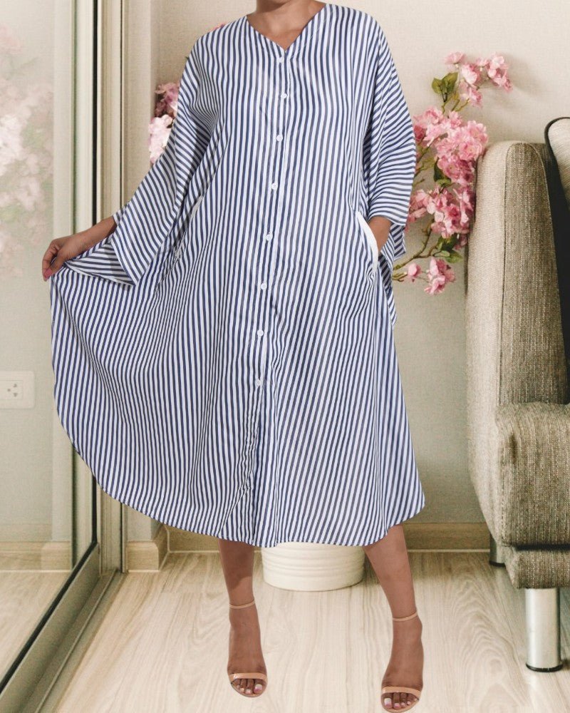 Navy Striped Oversized Dress - StylePhase SA