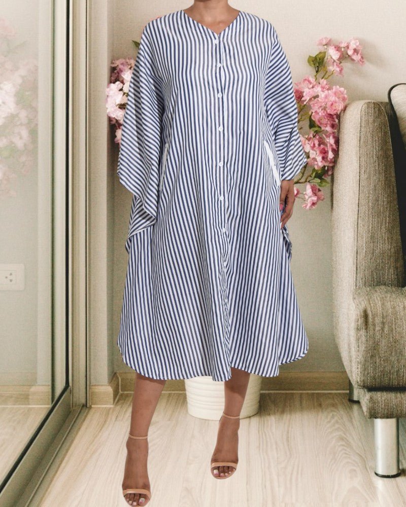 Navy Striped Oversized Dress - StylePhase SA