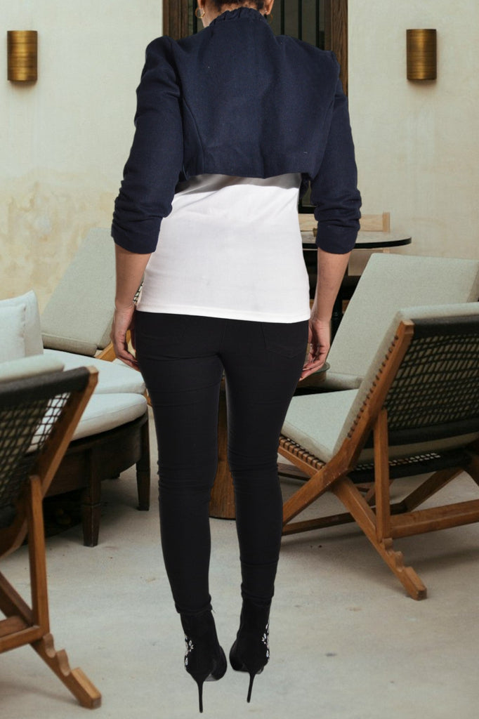 Navy Woven Crop Jacket - StylePhase SA