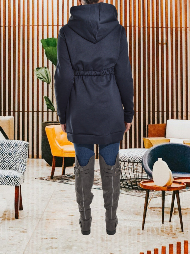Navy Zip Front Hooded Dress - StylePhase SA