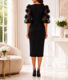 New Feeling Black Puff Sleeve Sheer Dress - StylePhase SA