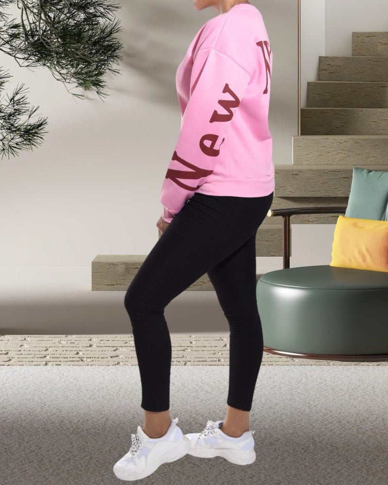 NYC Printed Back Pink Sweater - StylePhase SA