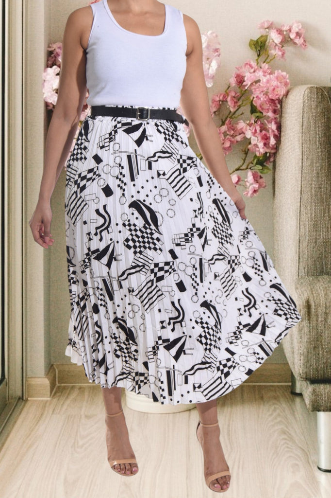 Off White Pleated Belt Skirt - StylePhase SA