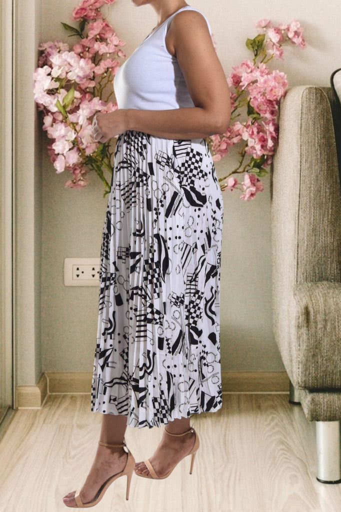 Off White Pleated Belt Skirt - StylePhase SA
