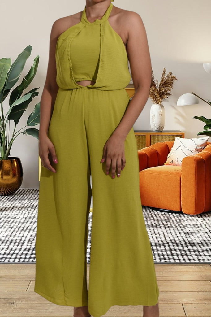 Olive BackLess Wide Leg Jumpsuit - StylePhase SA