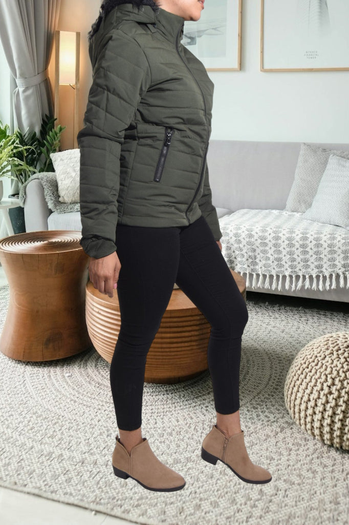 Olive Bomber Hoody Jacket - StylePhase SA