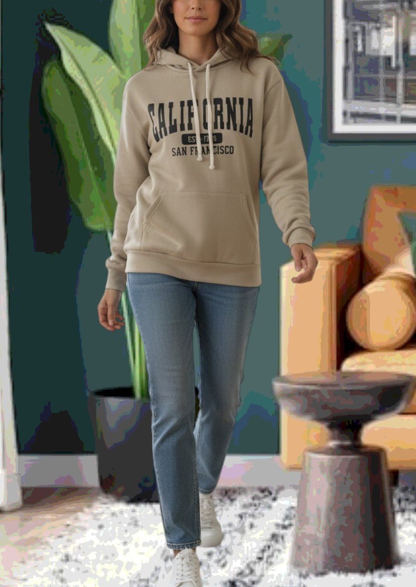 Olive California Fleece Hoody Top - StylePhase SA