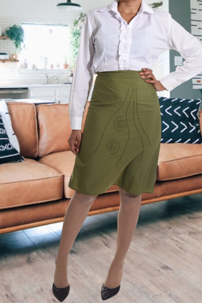 Olive Embroidered Skirt - StylePhase SA