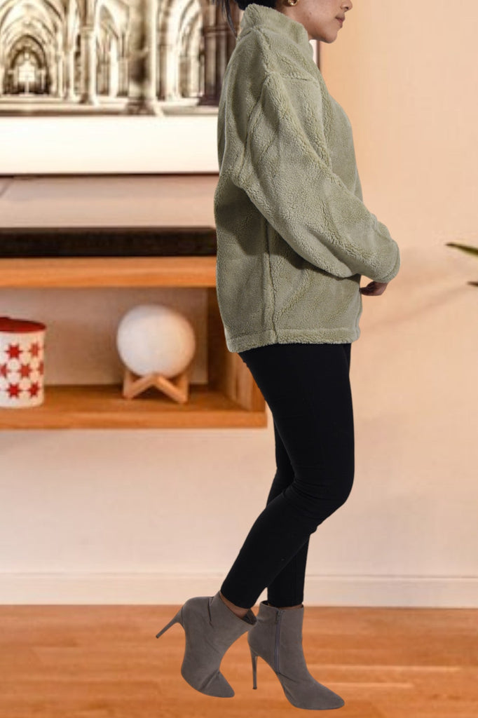Olive Fleece Zip Jacket - StylePhase SA