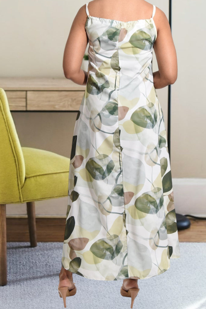 Olive Floral Strappy Maxi Tie Dress - StylePhase SA