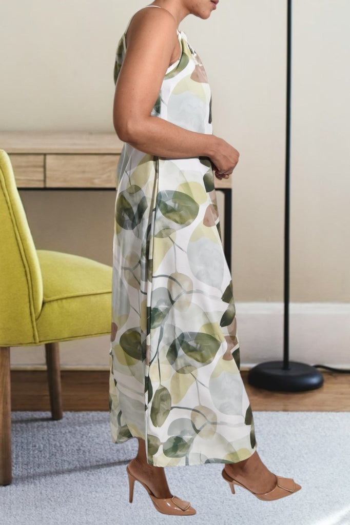 Olive Floral Strappy Maxi Tie Dress - StylePhase SA