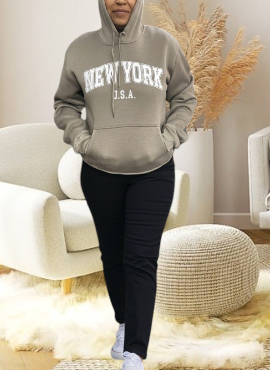 Olive New York Fleece Hoody Top - StylePhase SA
