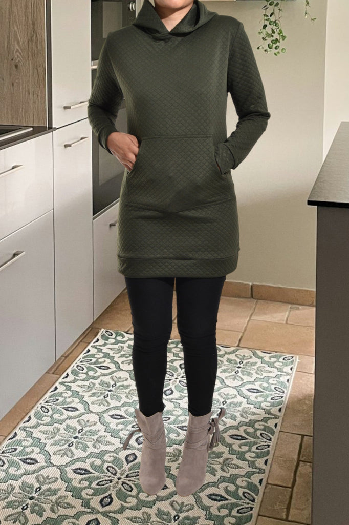 Olive Patterened Hoody Dress - StylePhase SA