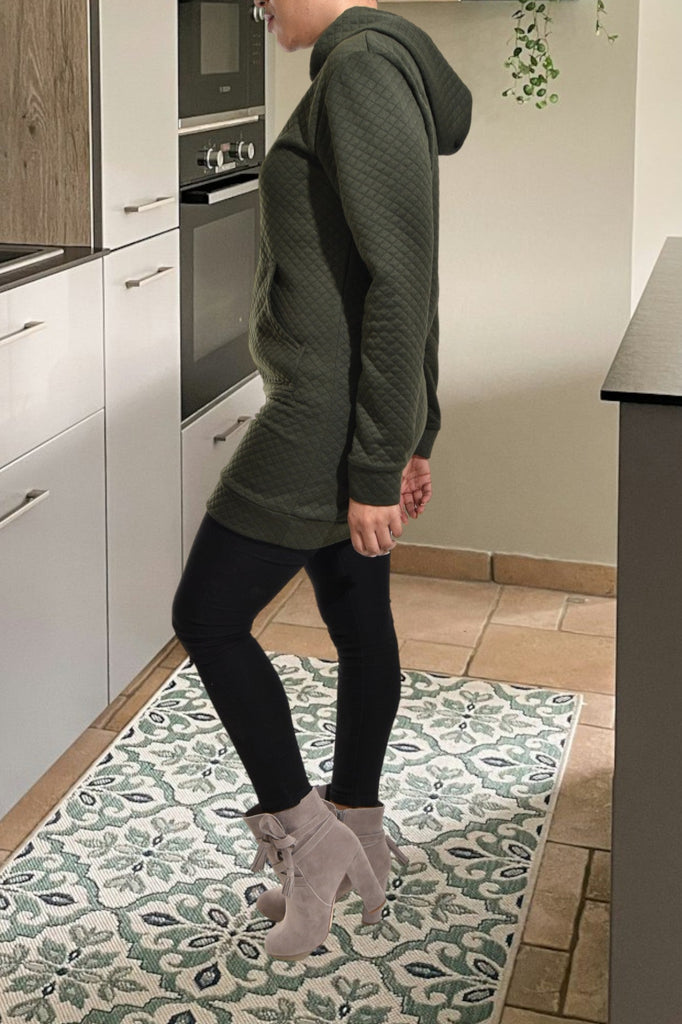 Olive Patterened Hoody Dress - StylePhase SA